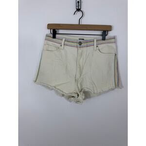 Lee Cream Rainbow Trim High Rise Cutoff Shorts Size 31 Medium